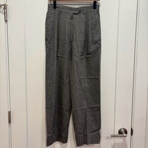 Mark Shale Wool Cashmere Pleated Trousers Gray Wide Leg Pants 6 made in Italy